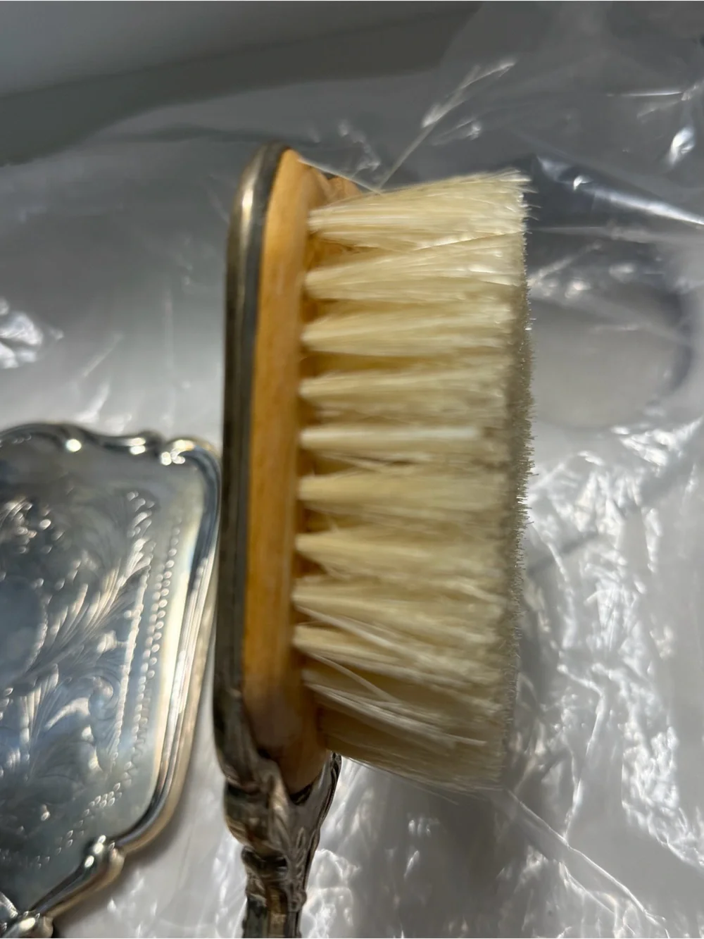 Antique Vintage Hand Mirror Set With Brush Decorative Vanity Mirror NIB